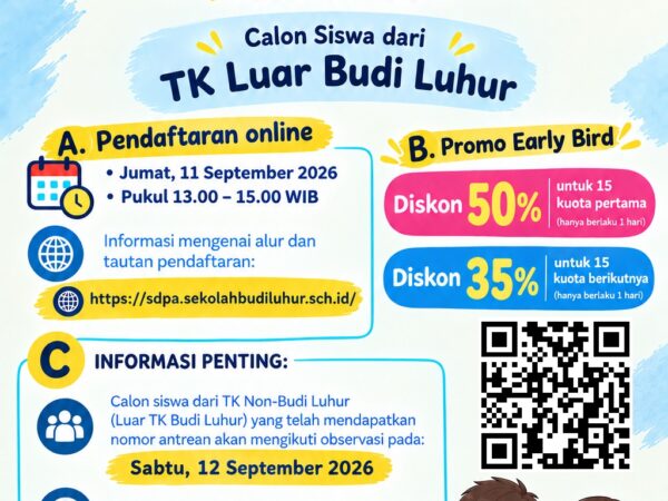 Informasi Pendaftaran Siswa Baru SD Budi Luhur - Dari TK LUAR Budi Luhur